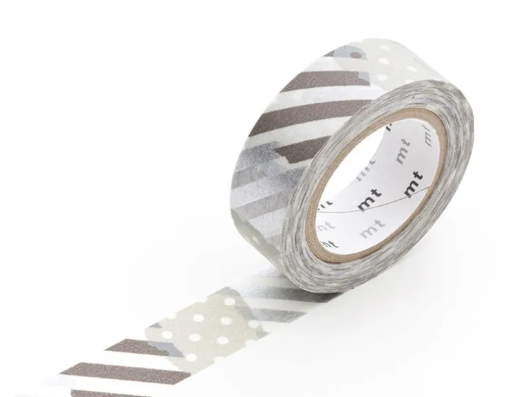 Masking tape motif - Rayures et pois argent G