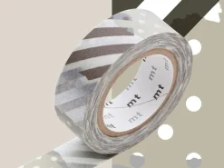 Masking tape motif - Rayures et pois argent G