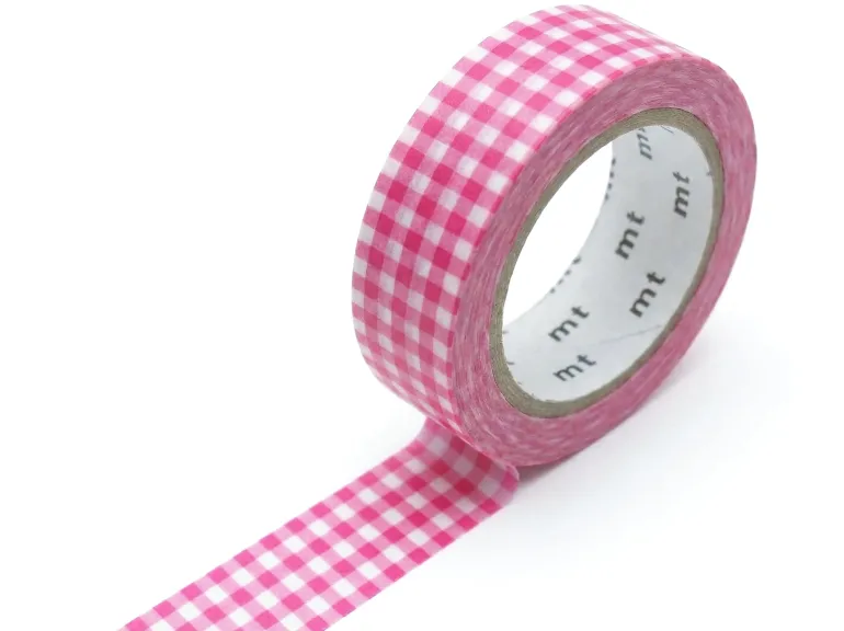 Masking Tape MT Mini Vichy rose - Scrapbooking 1,5 cm x 7 m