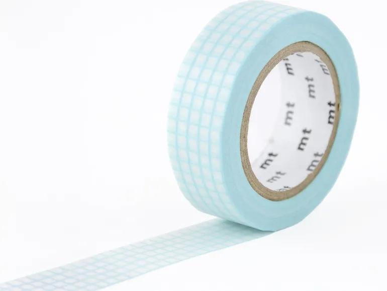 Masking Tape MT Motif quadrillage aqua - Scrapbooking