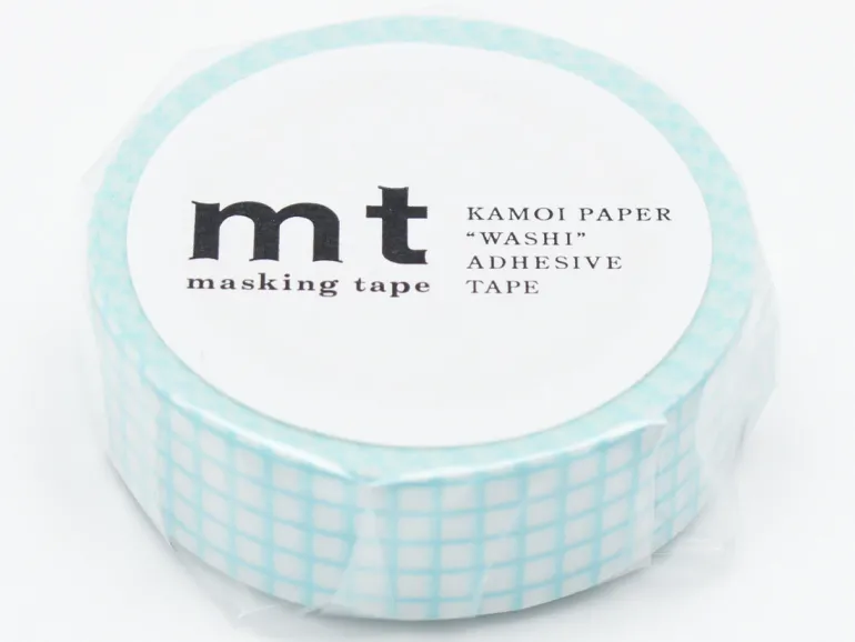 Masking Tape MT Motif quadrillage aqua - Scrapbooking