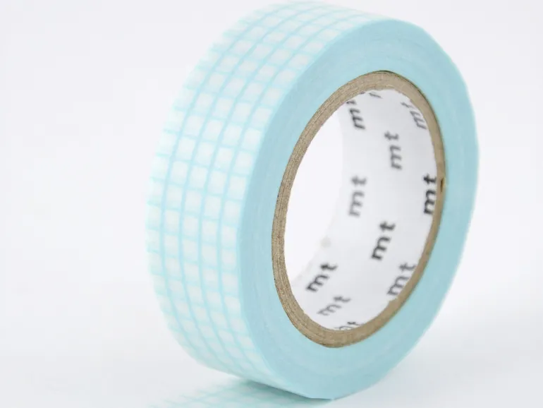 Masking Tape MT Motif quadrillage aqua - Scrapbooking