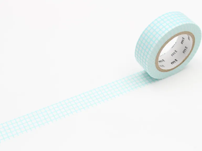 Masking Tape MT Motif quadrillage aqua - Scrapbooking