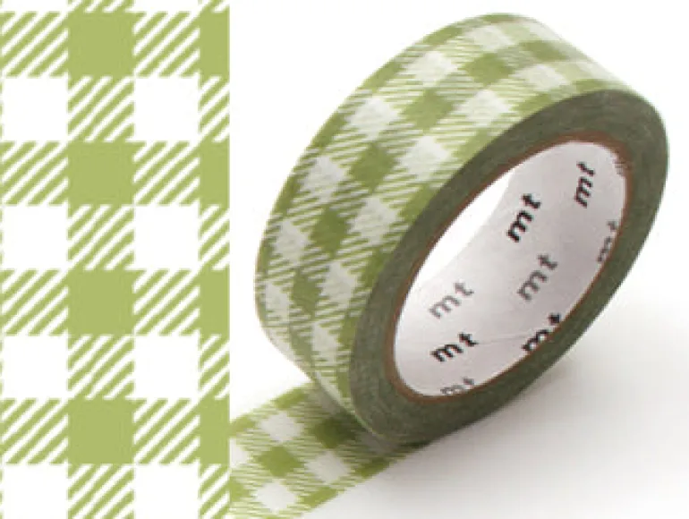 Masking Tape MT Vichy vert clair - Scrapbooking 1,5 cm x 7 m
