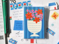 Mini bloc memo vase fleurs rouges écloses - Fruit fries Design Lab