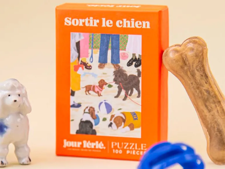 Mini Puzzle Sortir le chien - 100 pièces - Jour Férié