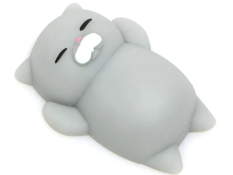 Mini squishy chat gris qui dort - anti-stress