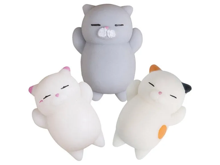 Mini squishy chat gris qui dort - anti-stress