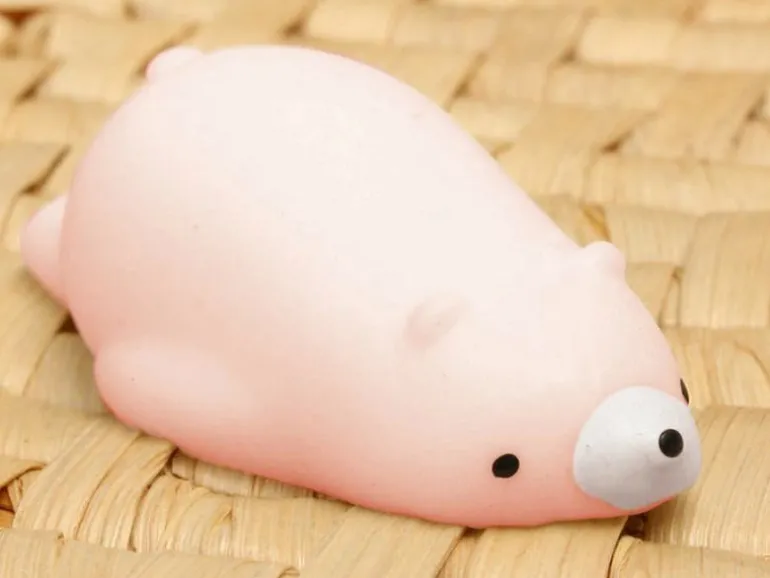 Mini squishy ours polaire rose - anti-stress