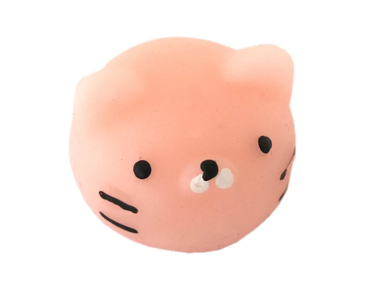 Mini squishy tête de chat rose - anti-stress