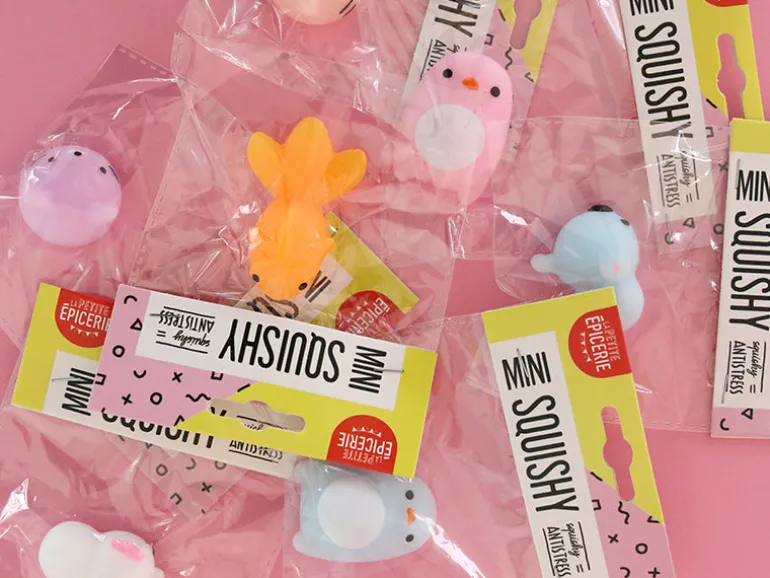 Mini squishy tête de chat rose - anti-stress