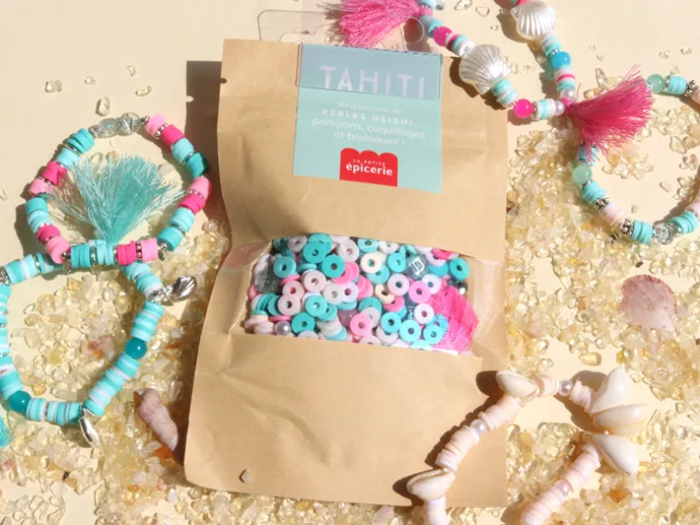 Mélange de perles heishi et de breloques - Tahiti