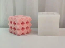 Moule en silicone - Bougie cube à facettes - 7,2 cm