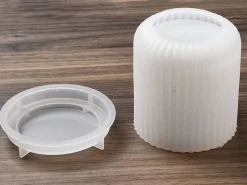 Moule silicone - Boîte striée et couvercle - 8 cm