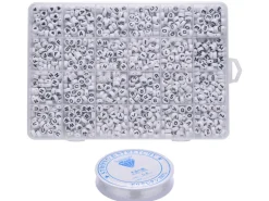 Pack boite de perles en plastique alphabet et bobine de fil élastique