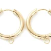 Paire de boucles d'oreilles huggie avec anneau - doré à l'or fin 24 k - 25 x 23 mm