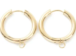 Paire de boucles d'oreilles huggie avec anneau - doré à l'or fin 24 k - 25 x 23 mm
