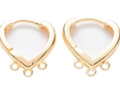 Paire de boucles d'oreilles huggies - forme triangle 3 anneaux - 17 x 15 x 2,5 mm - doré à l'or fin 18K