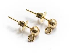 Paire de boucles d'oreilles puces petites boules 18K - doré à l'or fin