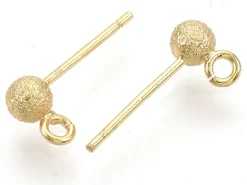 Paire de boucles d'oreilles puces petites boules 18K - doré à l'or fin