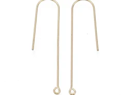 Paire de boucles d'oreilles crochet long - Doré a l'or fin 18K - 45 mm