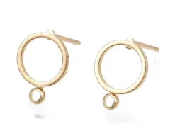 Paire de boucles d'oreilles anneau - doré à l'or fin 18k - 12,5 mm