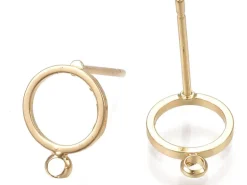 Paire de boucles d'oreilles anneau - doré à l'or fin 18k - 12,5 mm