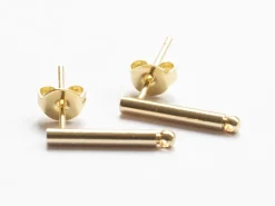 Paire de boucles d'oreilles - doré à l'or fin 18K - boucles longues 15 mm
