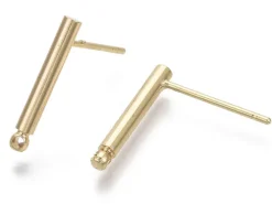 Paire de boucles d'oreilles - doré à l'or fin 18K - boucles longues 15 mm