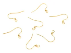 Paire de boucles d'oreilles crochet avec petite perle - doré a l'or fin 18K - 17 x 22 mm