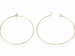 Paire de boucles d'oreilles créoles fines 40 mm - doré à l'or fin 18K