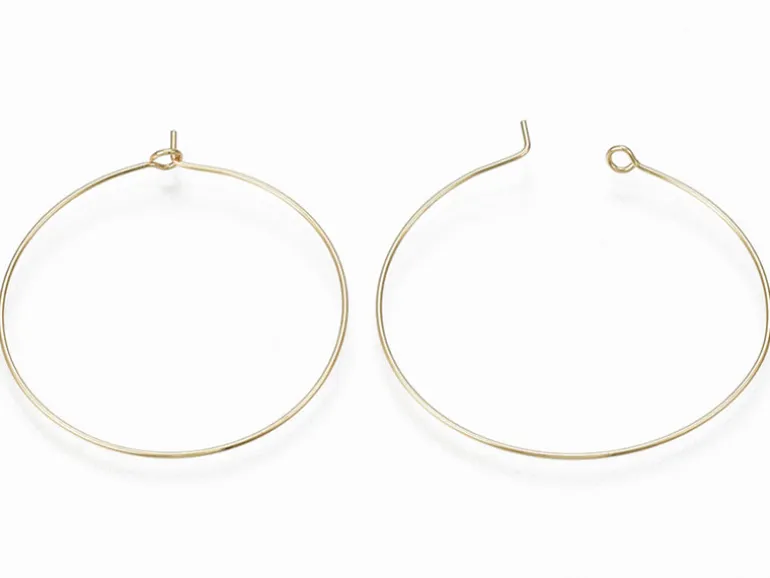 Paire de boucles d'oreilles créoles fines 40 mm - doré à l'or fin 18K