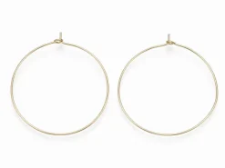 Paire de boucles d'oreilles créoles fines 40 mm - doré à l'or fin 18K