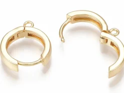 Paire de boucles d'oreilles huggies - anneau rond - 16,5 x 14,5 x 3,5 mm - doré à l'or fin 18K