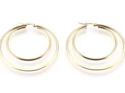 Paire de boucles d'oreilles créoles - Acier inoxydable doré - 54 mm