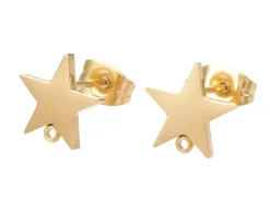 Paire de boucles d'oreilles en forme d'étoile - Acier inoxydable - Doré