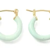 Paire de boucles d'oreilles créoles émaillées - Vert d'eau - 20 mm