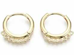 Paire de boucles d'oreilles créoles huggies 7 anneaux - Doré a l'or fin 18K - 17 x 16 mm