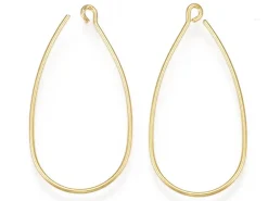 Paire de boucles d'oreilles crochet arrondi - Doré a l'or fin 18K - 34 x 18 mm