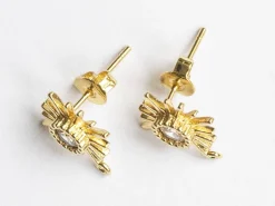 Paire de boucles d'oreilles soleil - doré à l'or fin 18K - 14 mm