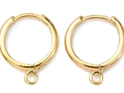 Paire de boucles d'oreilles dormeuses - Doré à l'or fin 18K - 17 mm