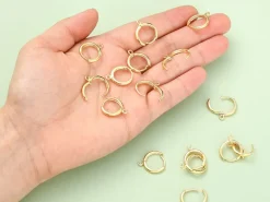 Paire de boucles d'oreilles dormeuses - Doré à l'or fin 18K - 17 mm