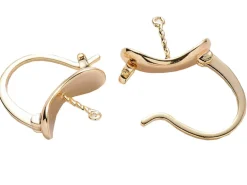 Paire de boucles d'oreilles pour pierre ou perle - 17 x 14,5 mm - doré à l'or fin 18K