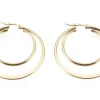 Paire de boucles d'oreilles double créoles - Acier inoxydable - 45 mm