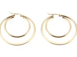 Paire de boucles d'oreilles double créoles - Acier inoxydable - 45 mm