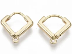 Paire de boucles d'oreilles huggies - forme triangle - 13 x 13 x 2,5 mm - doré à l'or fin 18K