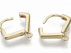 Paire de boucles d'oreilles huggies - forme triangle - 13 x 13 x 2,5 mm - doré à l'or fin 18K