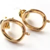 Paire de boulcles d'oreilles cercle - doré à l'or fin 18K - 13 mm