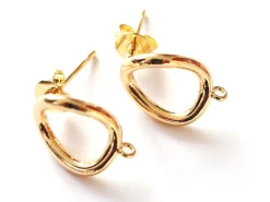 Paire de boulcles d'oreilles cercle - doré à l'or fin 18K - 13 mm