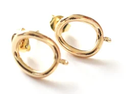 Paire de boulcles d'oreilles cercle - doré à l'or fin 18K - 13 mm